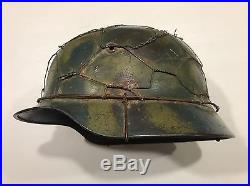 WW2 German M35 Q64 Chicken Wire Camo Helmet WWII Normandy Pattern Unit Marked