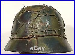 WW2 German M35 Q64 Chicken Wire Camo Helmet WWII Normandy Pattern Unit Marked
