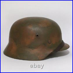 WW2 German M35 camo helmet complete with liner and chinstrap extra large size