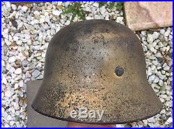 WW2 German M40 DAK Camo Helmet Africa Named Luftwaffe or Police Combat Normandy