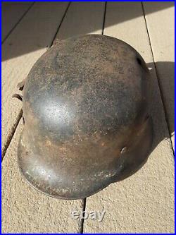 WW2 German M40 Helmet SE64 shell with sz 56 Liner Frag Damage x 6 partial ins name
