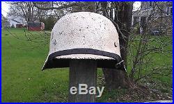 WW2 German M40 Steel Helmet Winter Camoflauge Original Refurbished WWII