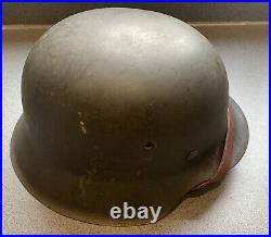 WW2 German M42 Helmet With Liner and Chinstrap Maker Marked