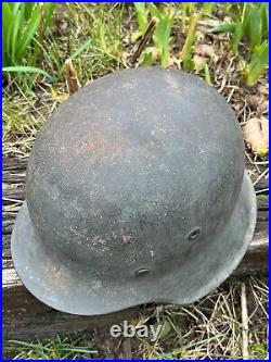 WW2 German M42 No Decal Helmet Original NAMED