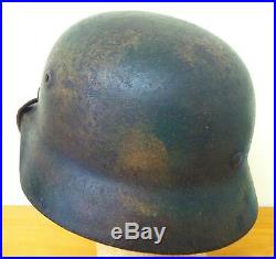 WW2 German Normandy camo M-40 helmet. Size 62. With liner, chinstrap