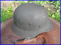 WW2 German Orignal M1940 Helmet shell SE64 Repainted Withrepro 57 Liner/Chinstrap