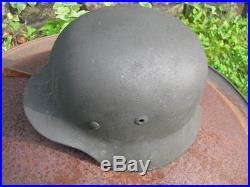 WW2 German Orignal M1940 Helmet shell SE64 Repainted Withrepro 57 Liner/Chinstrap