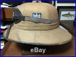 WW2 German Pith Helmet with Goggles Early War 1st Pattern (Canvas)