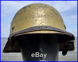 WW2 German RARE M35 Helmet KASSERINE PASS Camo Complete Liner &Chinstrap TUNISIA