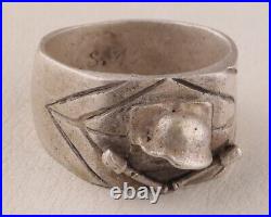 WW2 German RING Stahlhelm WWII wwI WW1 Helmet STERLING Silver 835 Germany M. S