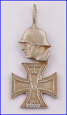 WW2 German WWII Pendant IRON Cross 1914 Helmet STAHLHELM Hat 800 Sterling SILVER