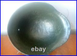 WW2. German We will put on a leather helmet from a German M-16 Wehrmacht helmet