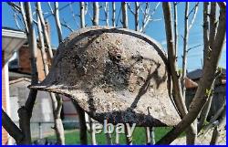 WW2 German Winter Camouflage Battle Damaged Relic Helmet 100% Original