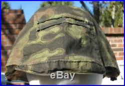 WW2 German camouflage reversible clip-on HELMET COVER w foliage loops for leaves
