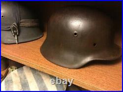 WW2 German helmet M40 ET64 Battle damaged