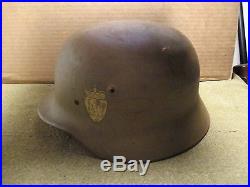 WW2 German reissued Norweign Helmet EF66, double decal, no liner