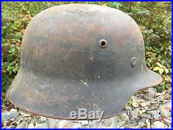 WW2 M35 & WW1 M16 German Helmets with WW2 capture papers 44th Infantry