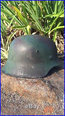 WW2 M42 German Spray Camo Helmet Untouched Original Excellent Condition