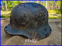 WW2 ORIGINAL GERMAN M40 HELMET UNCLEANED RELIC from KURLAND