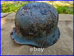 WW2 ORIGINAL GERMAN M40 HELMET UNCLEANED RELIC from KURLAND