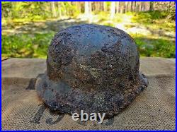 WW2 ORIGINAL GERMAN M40 HELMET UNCLEANED RELIC from KURLAND