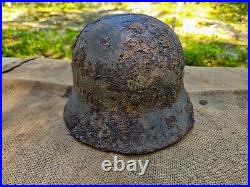 WW2 ORIGINAL GERMAN M40 HELMET UNCLEANED RELIC from KURLAND