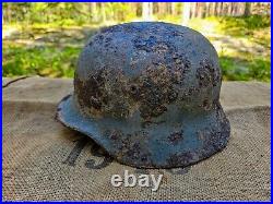 WW2 ORIGINAL GERMAN M40 HELMET UNCLEANED RELIC from KURLAND