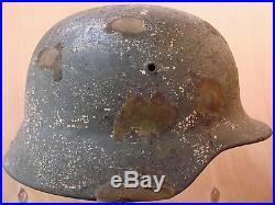 WW2 Original Camo German M35 helmet with Elite Troops Camouflage pieces