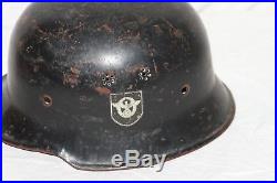 WW2 Original German Field Police, M-35 Style, Dual Decal Metal Helmet