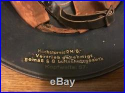 WW2 Original German Gladiator helmet liner +chinstrap