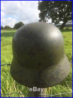 WW2 Original German Helmet Green Camo