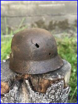 WW2 Original German Helmet M40, Battle Damage, Shooted, From Battle Of Kurland