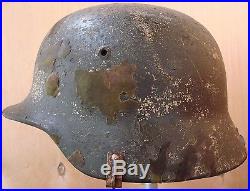 WW2 Original German M35 helmet with Elite Troops Camouflage pieces