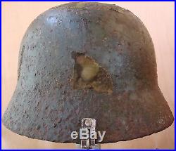 WW2 Original German M35 helmet with Elite Troops Camouflage pieces