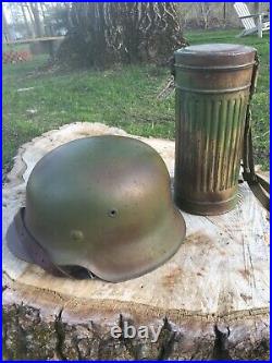 WW2 WWII Normandy Camo German M42 Helmet Size 68 Original Shell. Liner Size 62cm