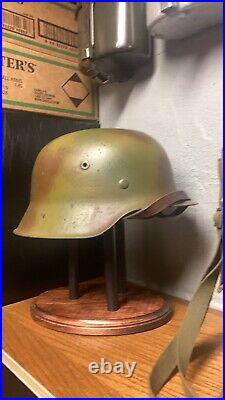 WW2 WWII Normandy Camo German M42 Helmet Size 68 Original Shell. Liner Size 62cm