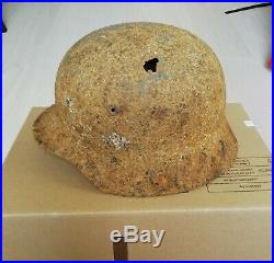 WW2 WWII Original German Helmet M35/M40-62 with Original Leather liner Dug relic