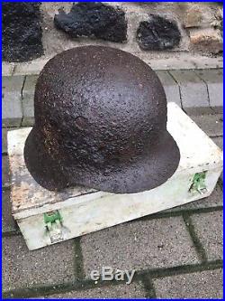 WW2 WWII Original German SS Helmet M42, Preserved, From Battle or Kurland