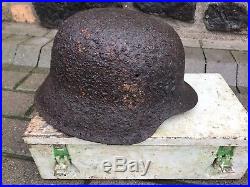 WW2 WWII Original German SS Helmet M42, Preserved, From Battle or Kurland