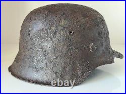 WW2 WWII original German Helmet M42 from battlefield #99