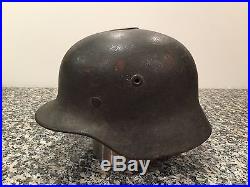 WWII WW2 GERMAN Helmet with Actual Liner, 100% Original, Slight Battle Damaged