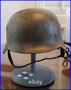 WWII WW2 German Helmet, Original, M35 ET68 Shell with Liner/Chinstrap