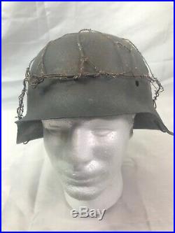 WWII WW2 German Helmet Shell, M42, Barbed Wire, Original, Army, Wehrmacht, Wrap, Heer