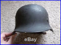 WWII WW2 German Luftwaffe Army Helmet Flak Helper with Liner & Marked Chinstrap