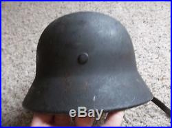 WWII WW2 German Luftwaffe Army Helmet Flak Helper with Liner & Marked Chinstrap