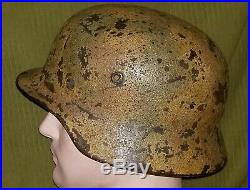 WWII WW2 German Luftwaffe Camouflaged M40 Helmet Q66 Tri Camo Original NICE