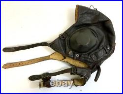 WWII WW2 German Original Luftwaffe Fighter Pilot Leather Helmet & Electronics