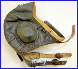 WWII WW2 German Original Luftwaffe Fighter Pilot Leather Helmet & Electronics