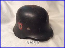 WW 2 German Helmet Rare Double Insignia In Very Good Condition
