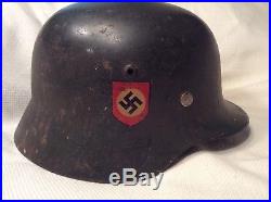 WW 2 German Helmet Rare Double Insignia In Very Good Condition